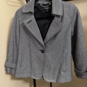 Talbots Women's Black and White Houndstooth Blazer